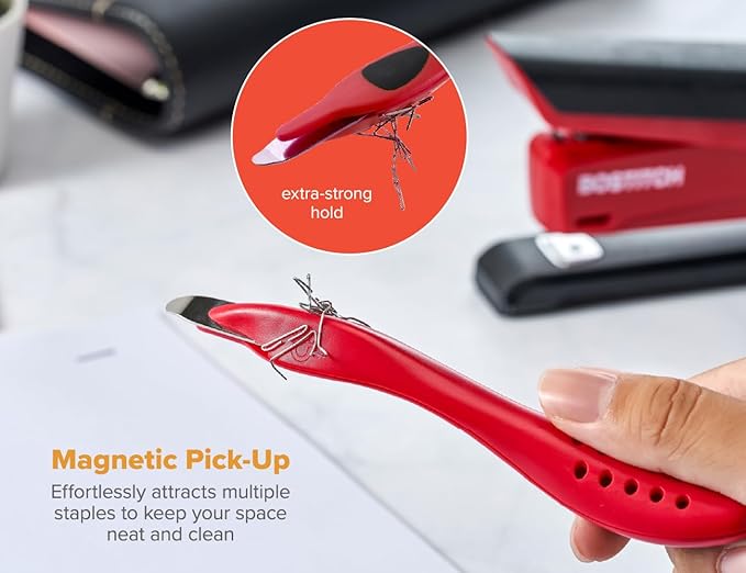 Bostitch Office Professional Magnetic Easy Staple Remover, Staple Puller Stick for Office, Home & School - Black, Blue, & Red, 3 Pack
