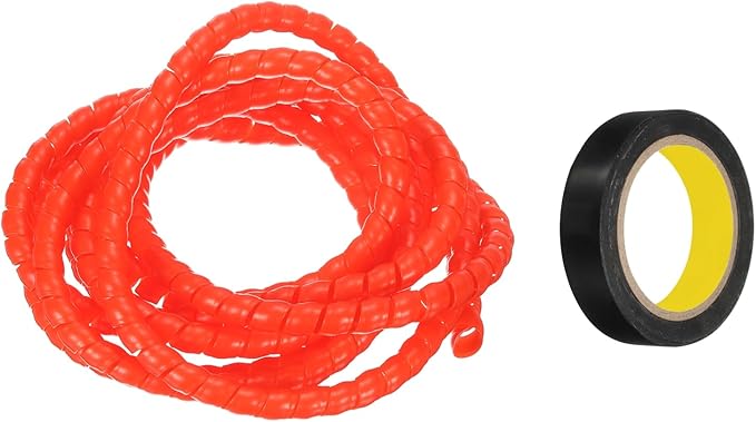 MECCANIXITY Spiral Cable Wrap 9.8ft/3.0M 8mm Cable Management Sleeve PP Insulation Cord Organizer for Computer Wire Power Cable Gas Pipe Red with Tape