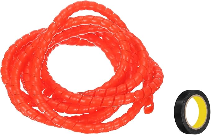 MECCANIXITY Spiral Cable Wrap 9.8ft/3.0M 8mm Cable Management Sleeve PP Insulation Cord Organizer for Computer Wire Power Cable Gas Pipe Red with Tape
