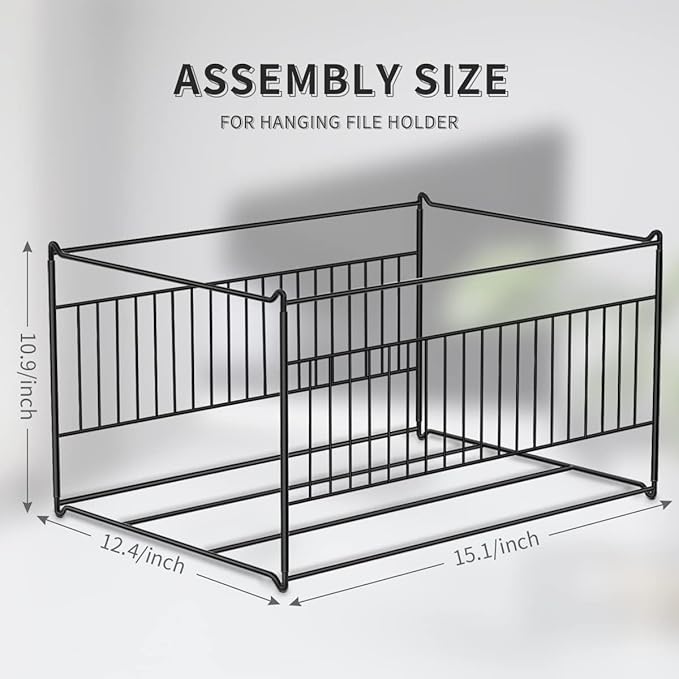 MARATI Letter/Legal Size Hanging File Folder Frame,Desk Hanging Folders Organizer Holder,Fling Cabinet Rack Insert for Drawer Height above 10.5", 15.1"x12.4"x10.5", Metal, Sturdy and Easy Assemble