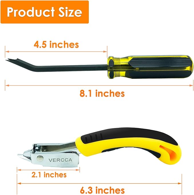 VERCCA Staple Remover Tool, Heavy Duty Upholstery Tool Staple Puller with Double Pronged Head Nail Remover for Furniture Wood Floor Carton Carpet 2pcs