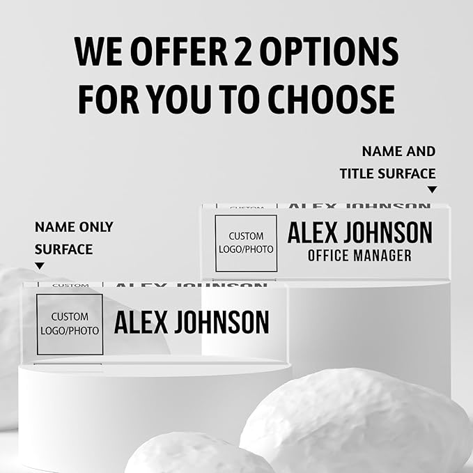 Personalized Name Plate for Desks, Custom Desk Name Plates, Acrylic Name Plate Office Desk Accessories, Personalized Office Gifts for Coworkers Teachers, Employee Appreciation Gifts (B-BusinessLogo)