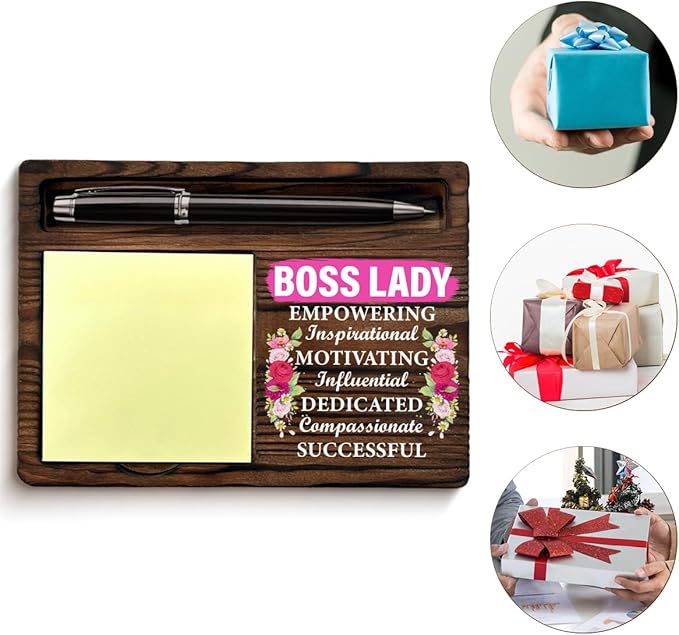 Best Boss Lady Gifts for Women, Gifts for Bosses Female Leader Boss's Day Thank You Retirement Birthday, Best Boss Lady Floral Sticky Note Holder for Bosses Office Decor