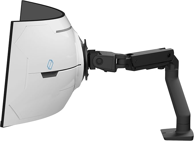 Ergotron - HX VHD Premium Heavy Duty Gaming Monitor Arm, Single Monitor Desk Mount – for 1000R Curved Ultrawide Monitors Up to 57 Inches, 9-14 Inches Depth, VESA 75x75mm or 100x100mm – Matte Black