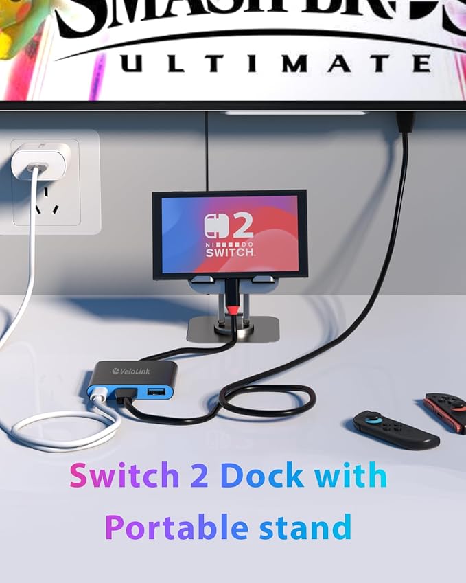 Switch 2 Dock for Nintendo Switch 2 Plug & Play for Latest V21,Switch 2 Portable Dock with HDMI 2.1/PD/USB A 3.2 Compatible with Nintendo Switch 2/Rog Ally/steam Deck/Laptop/MacBook