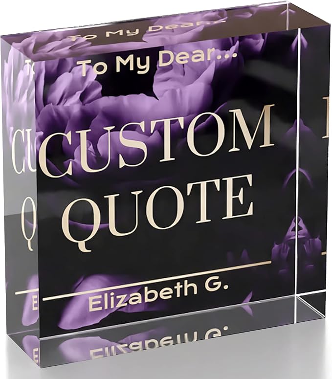 Custom Acrylic Sign Personalized, Custom Desk Name Plate, 18 Styles, (4"x4"), With Gift Box, USA Made by Acryluxe. (Blossom)