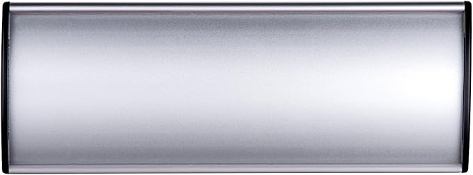 5 Pcs Office Name Plates Holder for Doors, 3 Inches x 8 Inches Curved Wall Mount Door Sign Holder, Silver Aluminum Sign Holder for Office Wall with Plastic Film and Adhesive Tape
