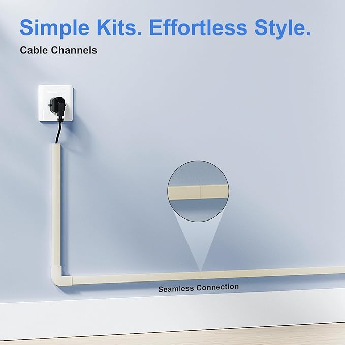 Yecaye Cord Hider, 113in Beige Cord Covers for Wires on Wall, One-Cord Cord Organizer, Easy Install Cable Management Kit, Cable Hider Home Office, W0.59in H0.4in, Beige