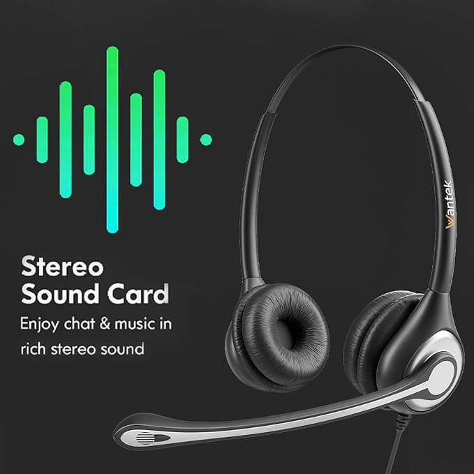 Wantek USB Headset with Mic for PC, On-Ear Computer Laptop Headphones with Noise Cancelling Microphone in-line Control for Home Office Online Class Skype Zoom