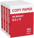 Copy Paper – 4 Reams, 500 Sheets Each, 94 Bright, 8.5 x 11" – Multipurpose Printer Paper for Home, Office, School – Jam-Free, Acid-Free, High Performance