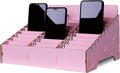OFCAD 30-Grid Cell Phone Holder with Number Stickers Desktop Organizer Storage Box for Classroom Office(Pink)