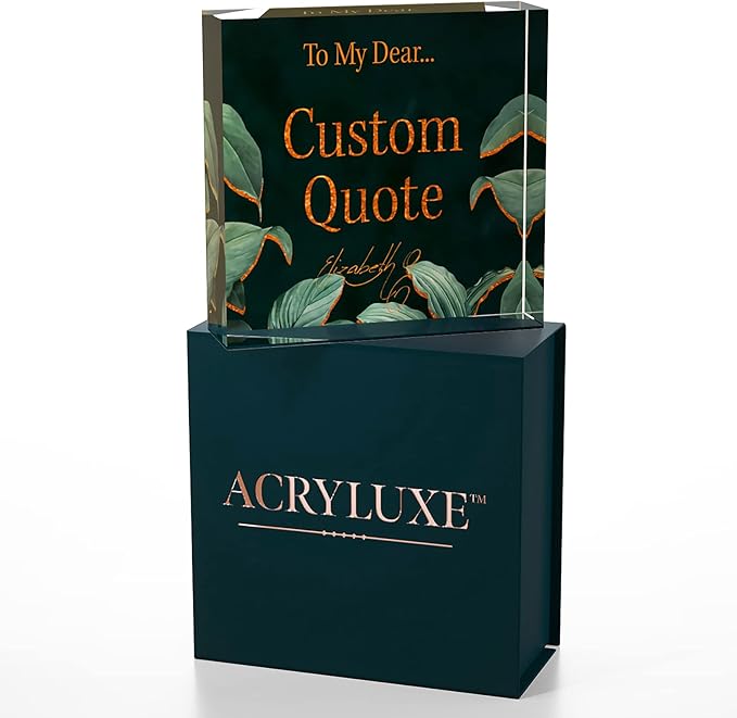 Personalized Gifts, Custom Quote Block Letter Board,Crystal-Clear Acrylic with Gift Box,17 Styles, Holiday and Christmas Gift for Mom, Dad, Girlfriend, Him or Her, Husband, Wife (4"x4, Botanical Lux)