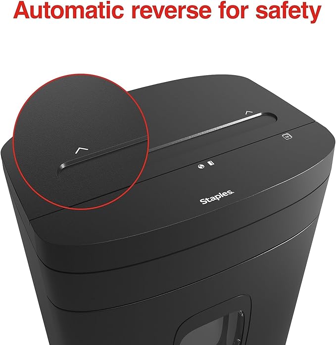 Staples Paper Shredder, 12-Sheet Micro-Cut, Anti-Jam, for Office & Home Use with 5 Gallon Pull-Out Bin, Black