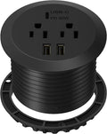 TOPGREENER Desktop Power Grommet with 65W PD Fast Charging USB C, GaN Desk Grommet for MacBook, 2 USB-A Ports and Duplex Receptacles, 3” Diameter Power Grommet, TTRP48APD60-BK, Black