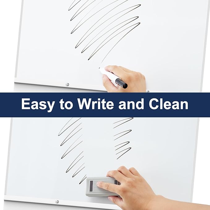 TSJ OFFICE Mobile Standing Whiteboard - 40 x 26 Inches Dry Erase Magnetic White Board with Stand Flipchart Easel Height Adjustable