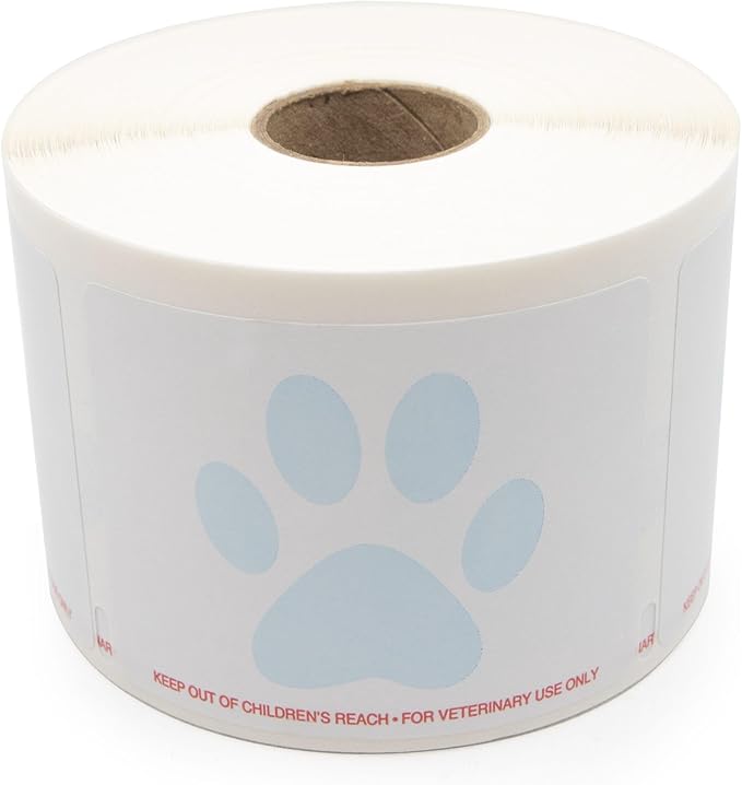 Veterinary Prescription Labels with Paw Print & Warning - LabelValue Brand - 2-⅛ x 2-¾ | Compatible with Dymo 450 LabelWriters and Earlier Models - “Keep Out of Children's Reach” - Warning, Caution