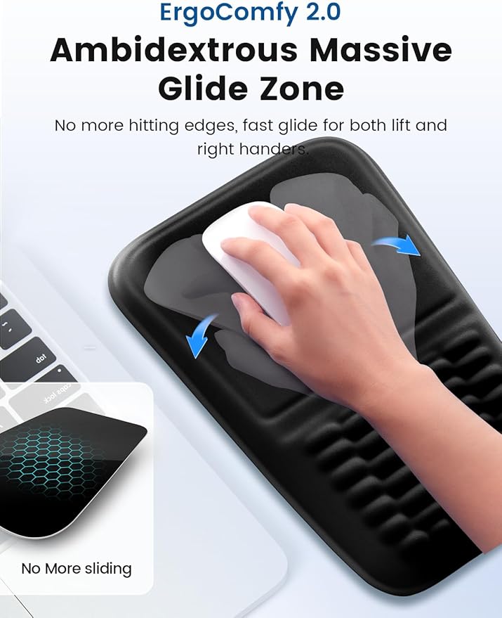 2-in-1 Keyboard & Mouse Wrist Rest Set – Ergonomic Pain-Relief Support, Memory Foam Wrist Cushion with 8° Slope & Massage Nubs, Non-Slip PU Base, Relieves Wrist Pain & Carpal Tunnel from Long Typing
