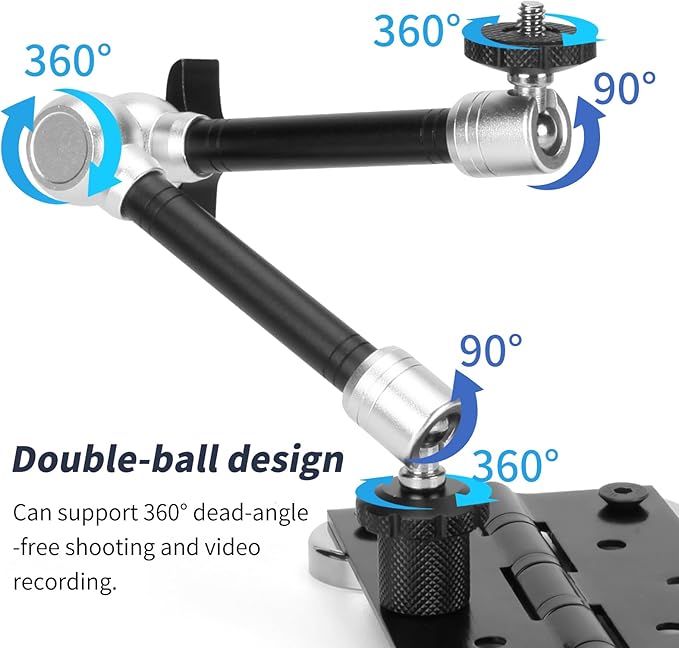 Fantaseal Heavy Duty Magnetic Mount Holder - Video Vlogging Rig with 11" Adjustable Metal Magic Arm for Nikon Canon Sony DSLR, Mirrorless, Action Camera, Camcorder, iPhone & LCD Monitor