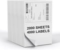 PAPRMA Half Sheet 8.5x5.5inch Shipping Mailing Label 4000 Counts, 2 Labels Per Sheet 8.5 x 11 for Laser & Inkjet Printer, Permanent Adhesive Label Square Corner (2000 Sheets)