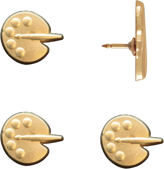 Painters Palette Push Pins - Gold Paint Palette Map Pins for Artists for Cork Boards, Maps, or Lapel Use - Designed in USA - Set of 4