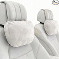 2PCS Car Pillow for Car Neck Pillow for Driving Seat Lumbar Support Soft Cushion with Extra Filling Accessories Back Support for Travel Nap and Trips Sleeping(Beige, Head)