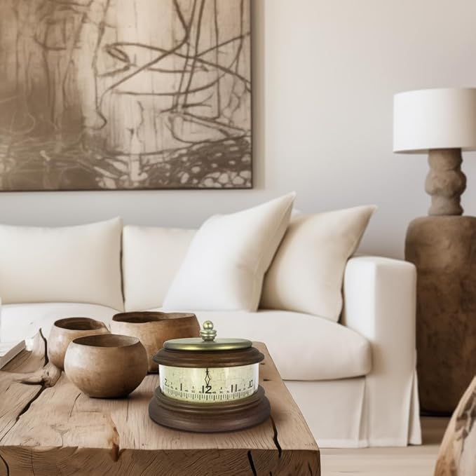 Presentime & Co. Louis XVI Mantel Clock, Desk & Shelf Clock, Retro Tabletop Clock for Living Room, Bedroom, Shelf Decoration, Fireplace, Farmhouse Decor, Walnut Brown Finish.