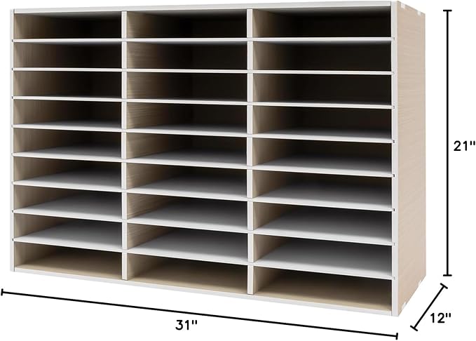 Literature Organizer 27 Slots Compartments Desktop File Sorter Mail Center Paper Storage Cabinet Home & Office Mailbox School Classroom Keepers (Grey)