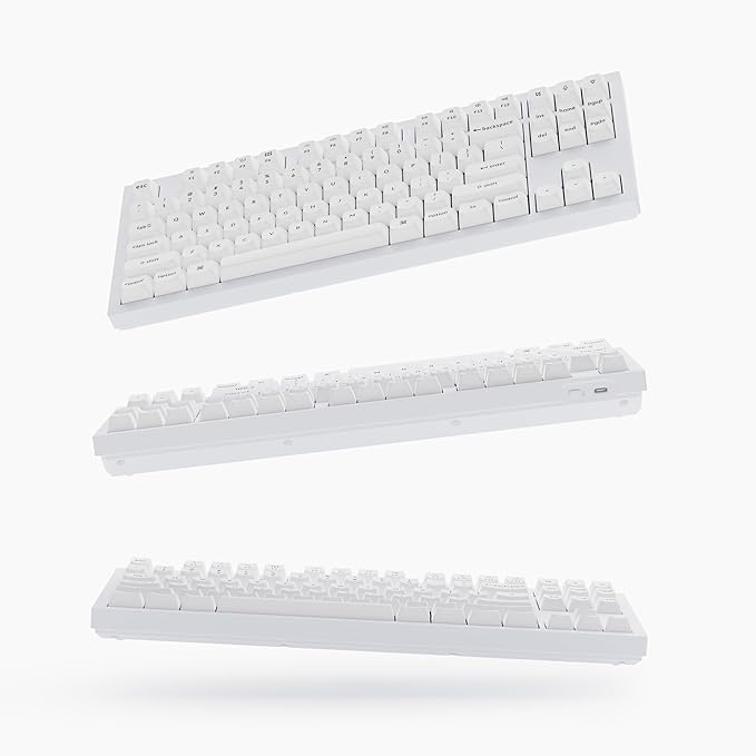 Keychron Q3 Wired Custom Mechanical Keyboard, 80% TKL Layout QMK/VIA Programmable with Hot-swappable Gateron G Pro Blue Switch Double Gasket Compatible with Mac Windows Linux (White)