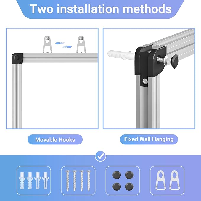 Magnetic Dry Erase Whiteboard - 40 x 60 Inch White Board - Large Wall-Mounted Board with Silver Aluminum Frame, 1 Magnetic Eraser, 2 Pens, Detachable Marker Tray, 6 Magnets