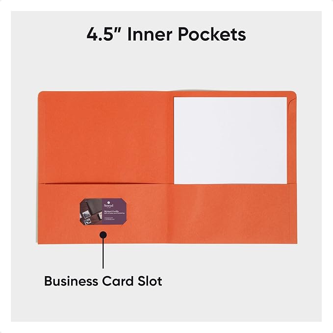 Smead Two-Pocket Heavyweight Folder, Paper Folders with Pockets, Letter Size, Orange, 25 per Box (87858)
