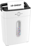 Bonsen 10-Sheet Cross Cut Paper Shredder for Home Office, P-4, Portable Handle, 4 Gallons Bin, Paper and Credit Card Shredder, White (S3201-W New Version)
