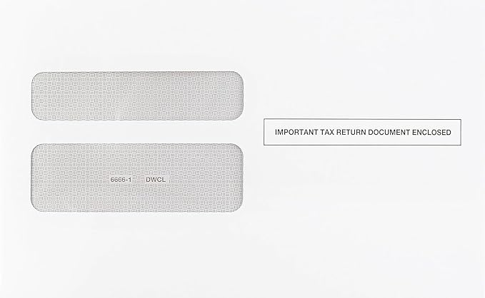 500 W2 Envelopes, Designed for Printed W2 Laser forms, W-2 Printed 2 Up Forms use by QuickBooks and other Tax Software -Gummed Seal- Double Window Security Envelopes Box of 500