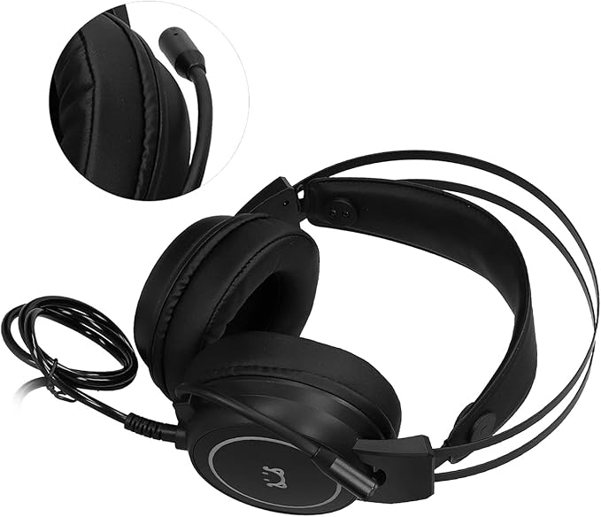 ChiweiJ Head Mounted Gaming Headset with 50mm Speaker Unit, Over Ear Stereo Headphone, 360° All Round Pointing Bendable Microphone, USB 7.1 Surround Sound for PC Gaming and Music Listening (Black)