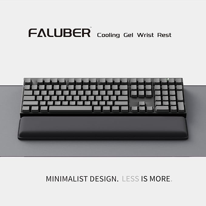 Faluber Cooling Gel Wrist Rest, 17.3-inch Length for Full-Sized Keyboard, Memory Foam Palm Rest with Non-Slip Footpad, Ergonomic Design, Stain Resistant, PC Accessory Gaming Gear (Large-Full Size)