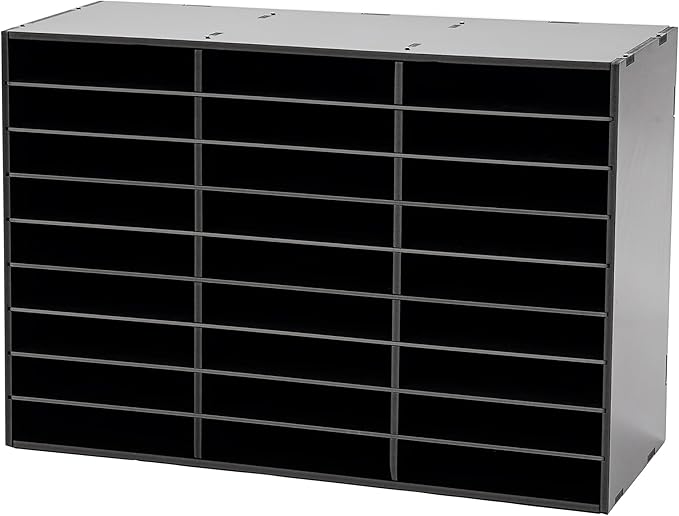 Literature Organizer - 27 - Slot Desktop File Sorter & Mail Center, Paper Storage Cabinet for Home, School & Office (Black)