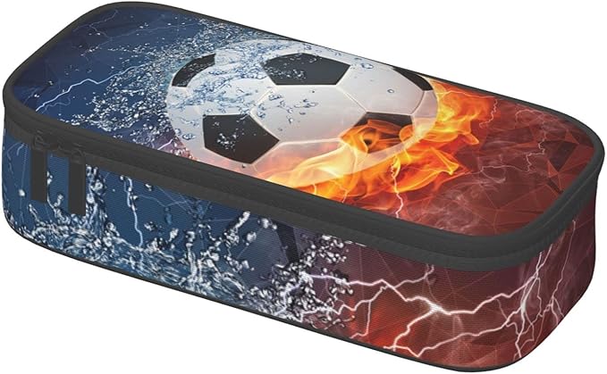 Soccer Pencil Case for Boys Teens Men, Sports Pencil Box with Soccer Balls Pattern, Large Capacity Durable Pencil Pouch Storage Pen Bag Organizer Stationery for Adults Work Office