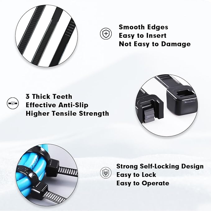 Zip Ties, KAMOTA 1500pcs 14 Inch Heavy Duty Self-Locking Nylon Zip Ties, Black Cable Ties with 50lb Tensile Strength, UV Resistant Cable Tie for Indoor and Outdoor Use