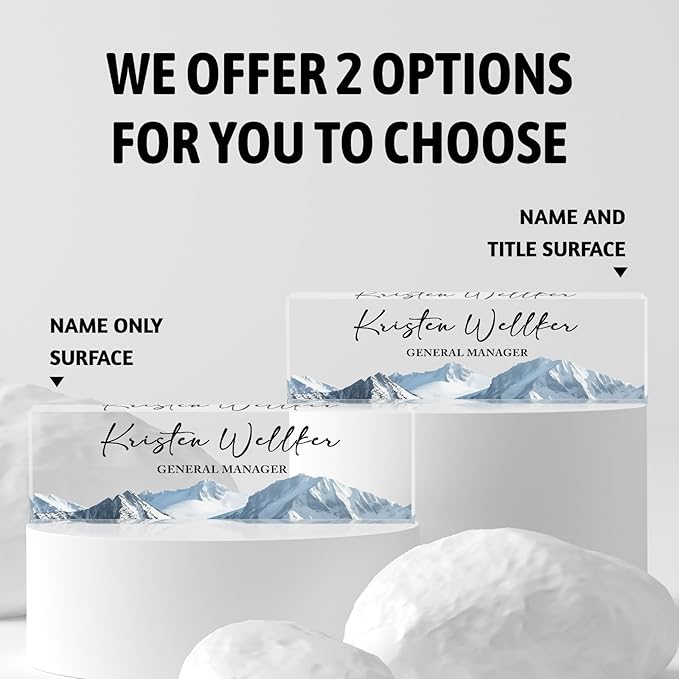 Desk Name Plate Personalized Name Plate for Desk, Office Desk Decor, 3D Style Personalized Plaque Name Plates for Desks Custom Appreciation Gifts for Boss Lady Employee Coworkers (Mountains)