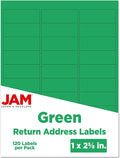 JAM PAPER Return Address Labels - Standard Mailing - 1 x 2 5/8 - Green - 120 Shipping Labels/Pack