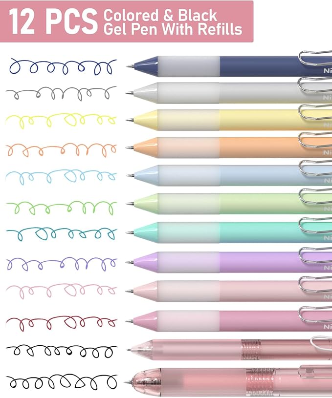 Nicpro 78 PCS Aesthetic School Supplies with Cute Pen Case, 12 Pastel Highlighters, 12 Color & Black Ink Gel Pens, 10 Mechanical Pencils 0.5, 0.7, 0.9, 2.0 mm, 6 Multicolor Pen for Student Stationary