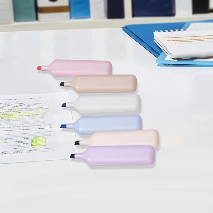 Dacono Pastel Highlighter Set, Chisel Tip, Tank Style, 6 Pack Morandi Colors, Cute No Bleed Bible Highlighter, with Large Ink Reservoir for Extra Long Marking Performance, Back to School Supplies