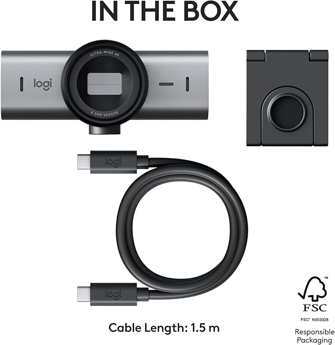 Logitech MX Brio Ultra HD 4K Collaboration, Streaming Webcam, 1080p at 60 FPS, Show Mode, Works with Microsoft Teams, Zoom, Google Meet, Nintendo Switch 2 New GameChat - Graphite