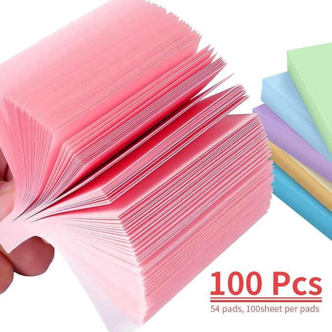 MyLifeUNIT Sticky Notes 3x3, Bulk Pack 108 Note Pads 10800 Sheets for Daily Reminder, Self-Stick Notes with 6 Assorted Colors for Office Home Notebook Supplies