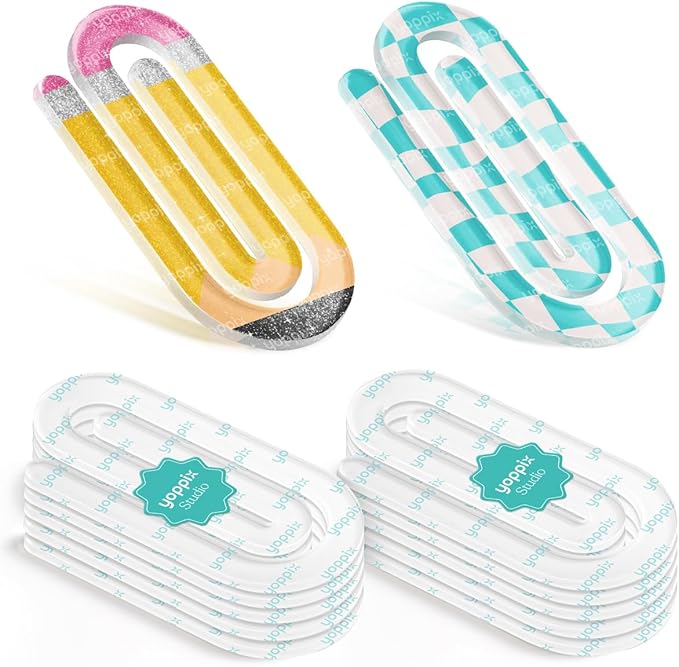 YOPPIX 10 Pcs Sublimation Paper Clips Blanks - Clear Acrylic Jumbo Clips Paperclip Bookmark Clips for Heat Transfer, DIY Crafts, Office School Supplies, Customizable Gift Ideas