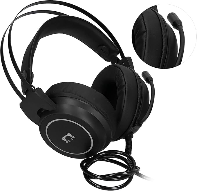 ChiweiJ Head Mounted Gaming Headset with 50mm Speaker Unit, Over Ear Stereo Headphone, 360° All Round Pointing Bendable Microphone, USB 7.1 Surround Sound for PC Gaming and Music Listening (Black)