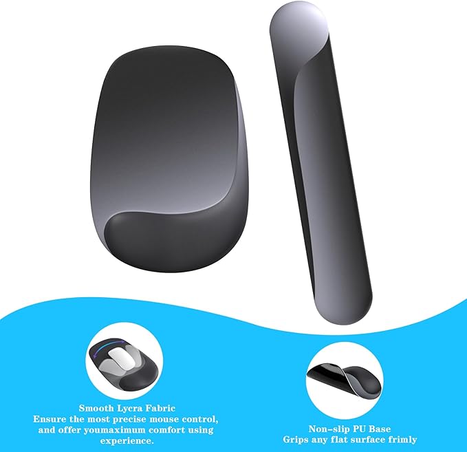 Wrist Rest for Keyboard and Mouse, Ergonomic Gel Computer Keyboard Wrist Rest with Memory Foam, Keyboard Wrist Support Pad for Long Hours of Work, Gaming, Studying-Relieve Wrist Pain (Black Suit)