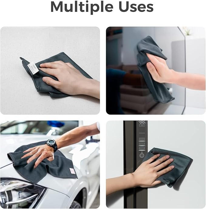 loukin 4 Pack Whiteboard Cleaning Cloth, Dry Erase Board Cloth for Classroom, Home and Office Use, Reusable and Washable, Grey, 12" x 12"