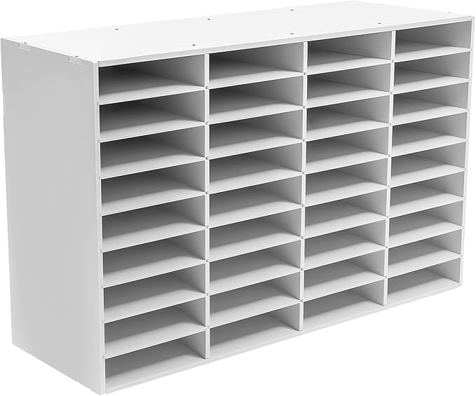 36 Slot Paper Organizer 36 Compartment Classroom Mailbox Adjustable Mail Sorter Desktop File Sorter, Paper Trays for Classroom, Office, Home (White)