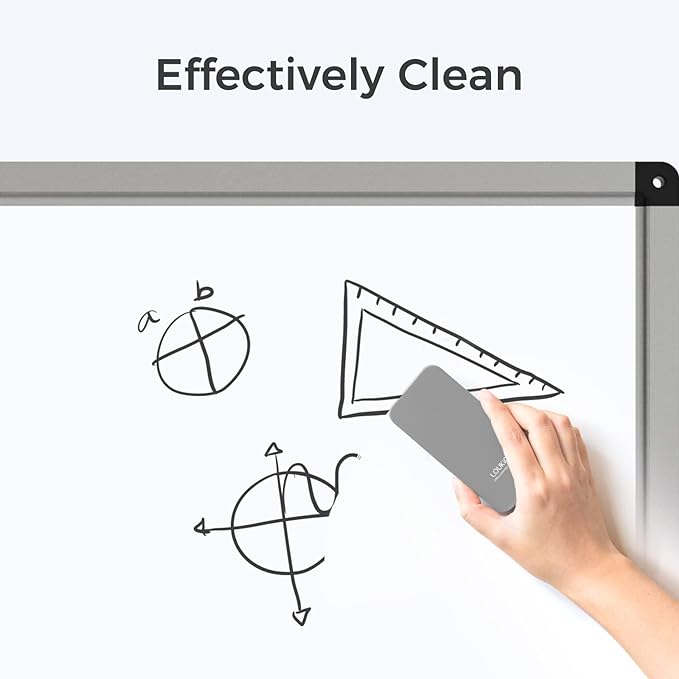 loukin Magnetic Dry Erase Eraser, Whiteboard Eraser, Glass Board Remover, 3.4 fl oz Whiteboard Cleaner Included, for Classroom, Home and Office Use (Grey)