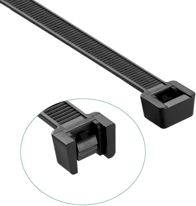 Superun Heavy Duty Zip Ties 8 Inch, 50 Lbs Tensile Strength Selflocking Wire Ties (Industrial Grade Cable Ties) Pack of 100 Black